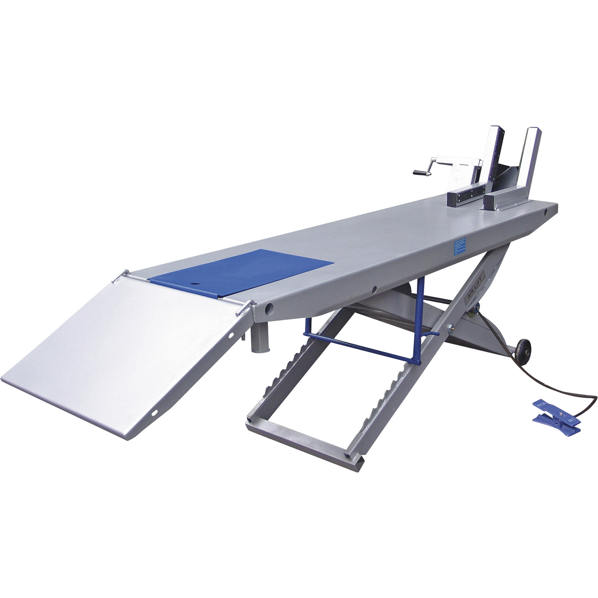 Tuxedo Air-Powered Motorcycle Lift, 1000-Lb. Capacity, Gray/Blue, Model# M-1000C